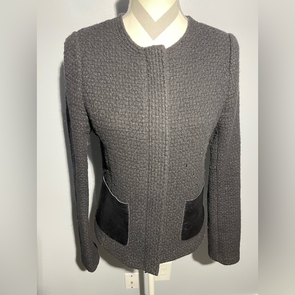 Vince Charcoal Textured Blazer with Black Accents - Picture 1 of 15